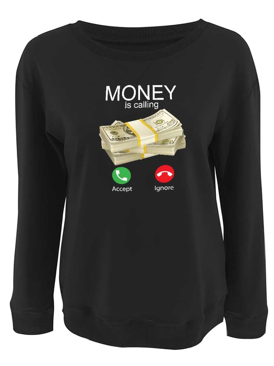 RYNLEES Plus Size Money Letter Print Sweatshirt