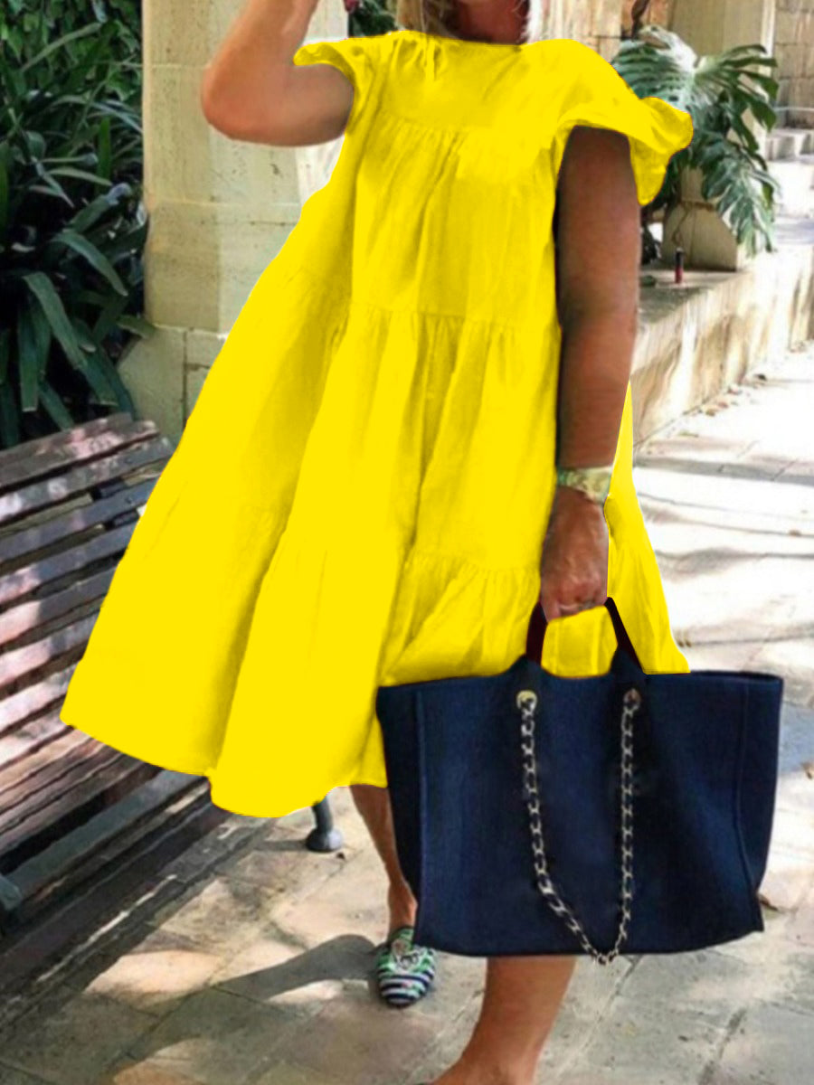 RYNLEES Plus Size Ruffle Design A Line Loose Dress