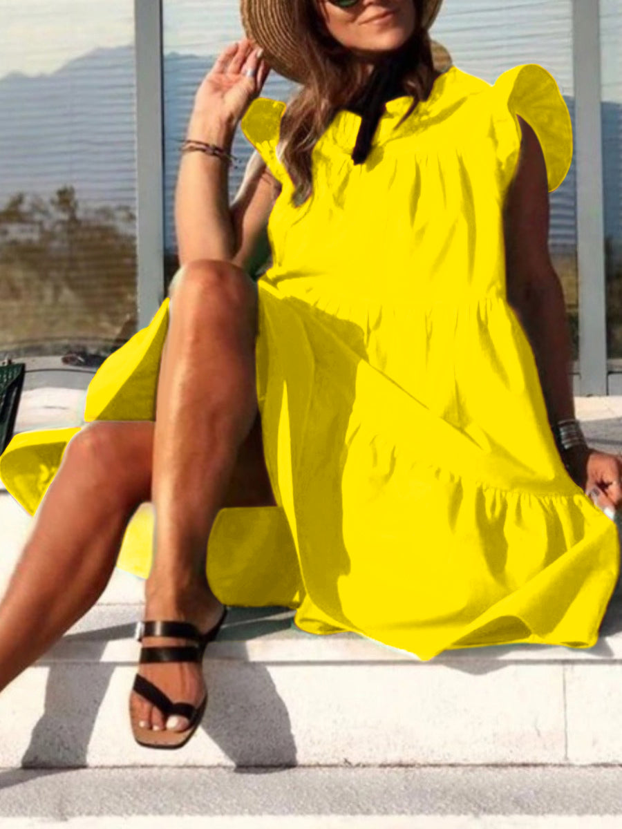 RYNLEES Plus Size Ruffle Design A Line Loose Dress