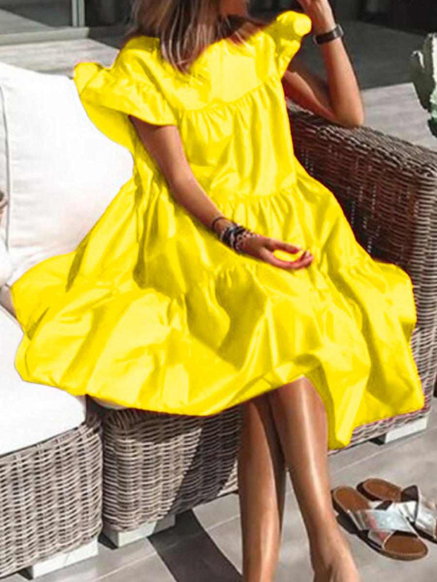 RYNLEES Plus Size Ruffle Design A Line Loose Dress