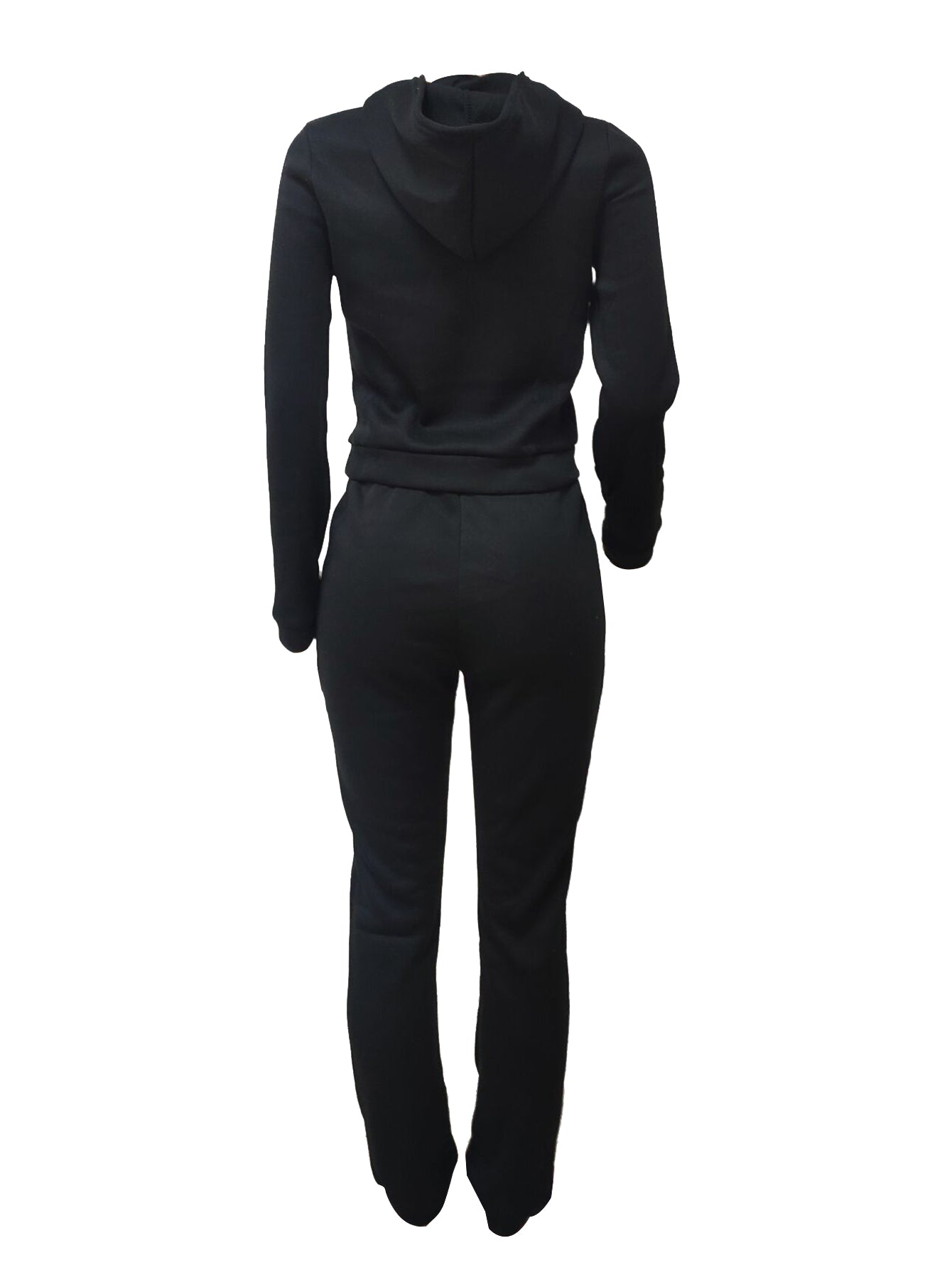 RYNLEES BASICS Casual Polyester Hooded Collar Solid Color Long Sleeve Two-piece Pants Set