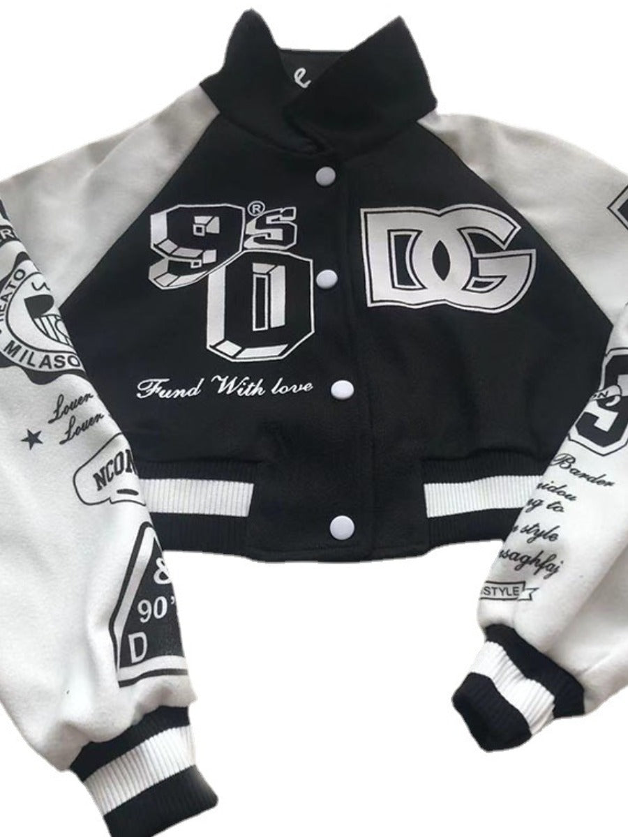 RYNLEES Letter Decor Woolen Varsity Jacket