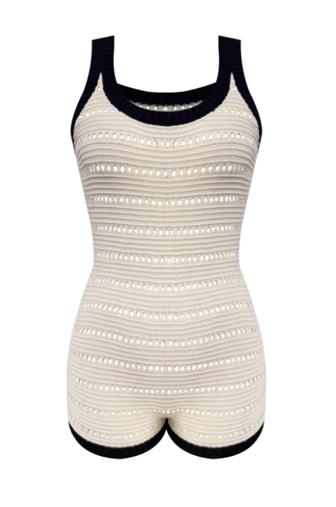 RYNLEES Cut Out Solid Color Romper