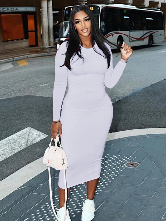 RYNLEES BASICS Round Neck Bodycon Dress